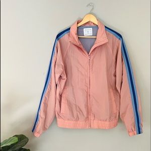 Urban Outfitters Pink Striped Bomber Jacket